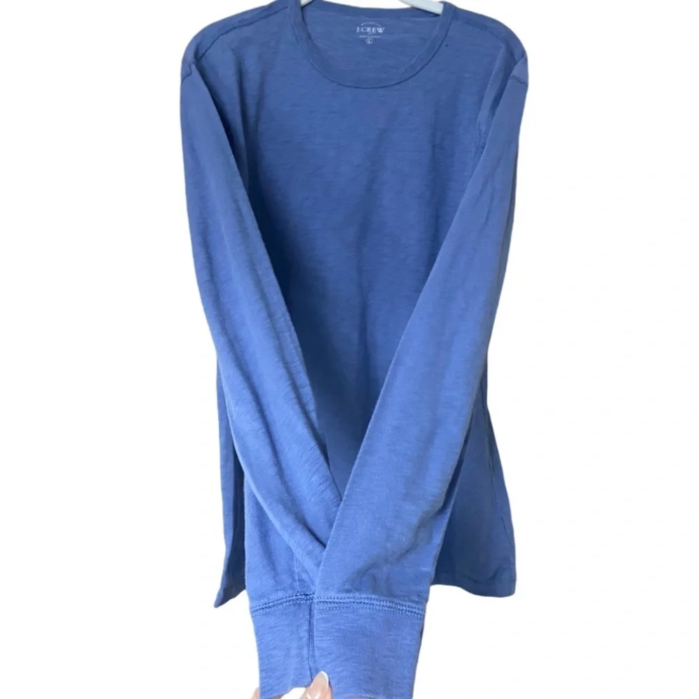 J. Crew blue long-sleeve slub cotton tee l